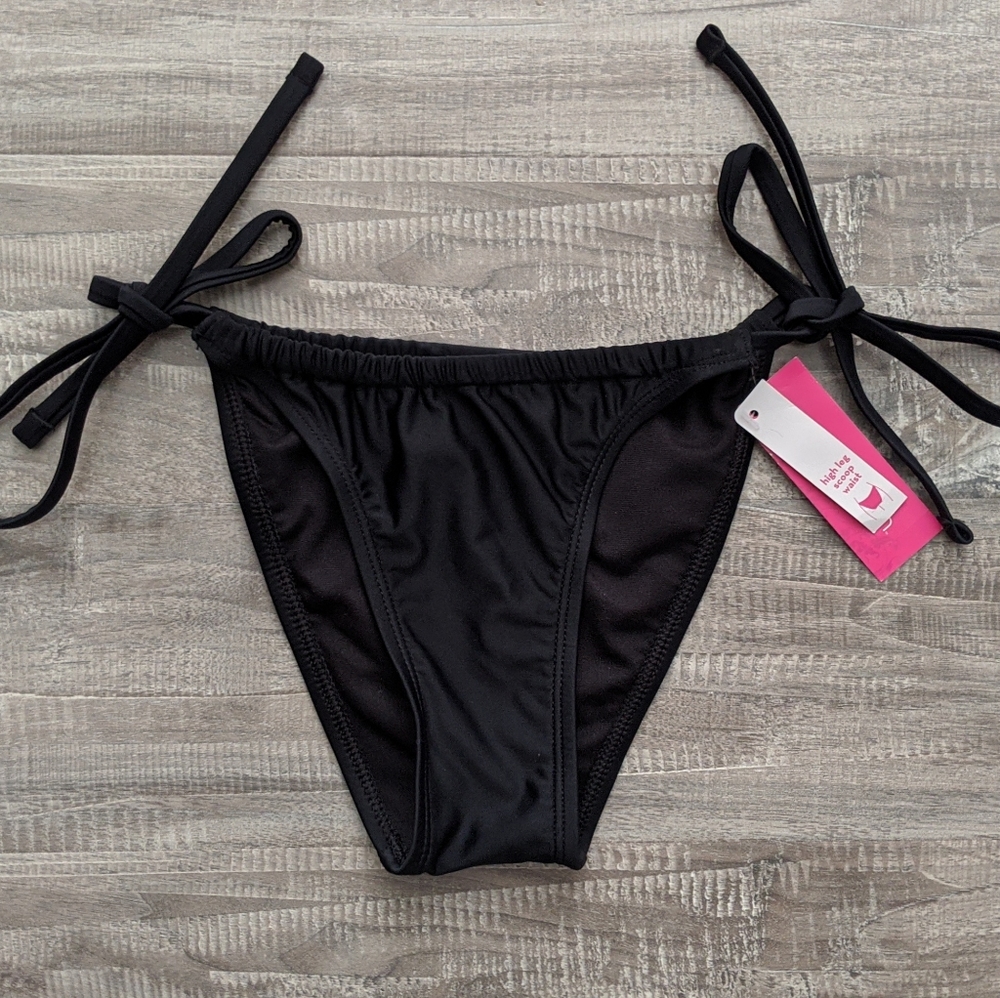 Xhilaration Black High Leg String Bikini Bottom - Picture 2 of 9